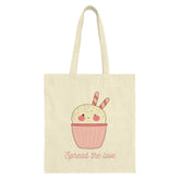Kawaii Cupcake Tote Bag, Cute Dessert Tote, Spread the Love Bag, Cartoon Food Bag, Pastel Pink Bag, Sweet Treat Bag, Gift for Baker, Fun - Tawshia